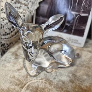 Vintage Fenton Glass Deer - Crystal Clear Fawn Figure or Paperweight